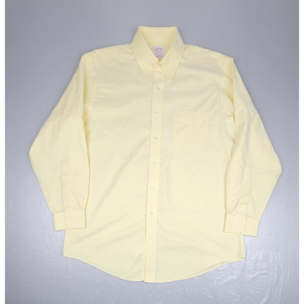 Brooks Brothers Madison Button Down Shirt Mens 16.5 - 34 Yellow Non Iron LS